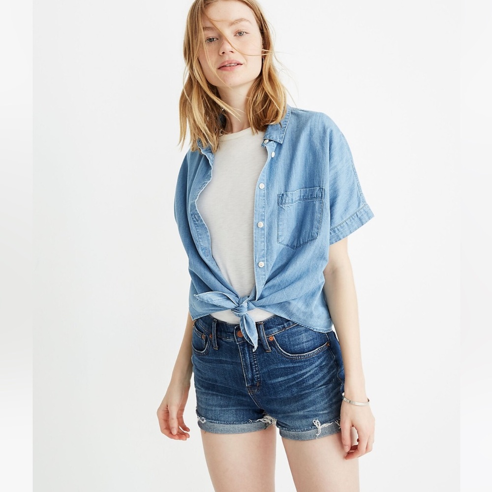 Madewell High-Rise Denim Shorts in Glenoaks Wash: Cutoff Edition
